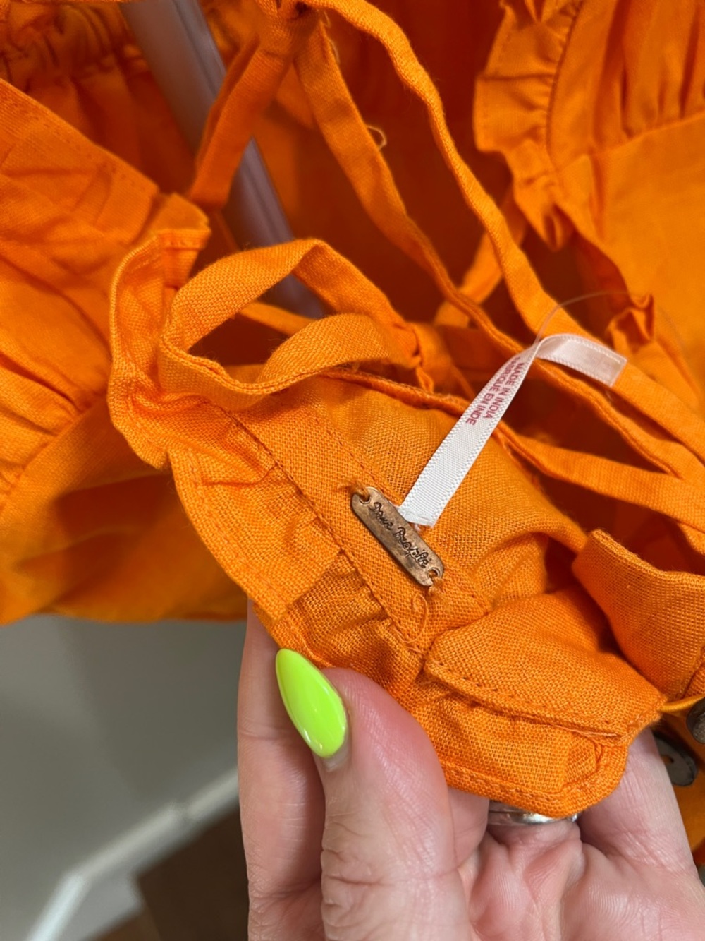 Free People Like a Lady Orange Ruffle Mini Dress - Size Medium - Picture 9 of 13